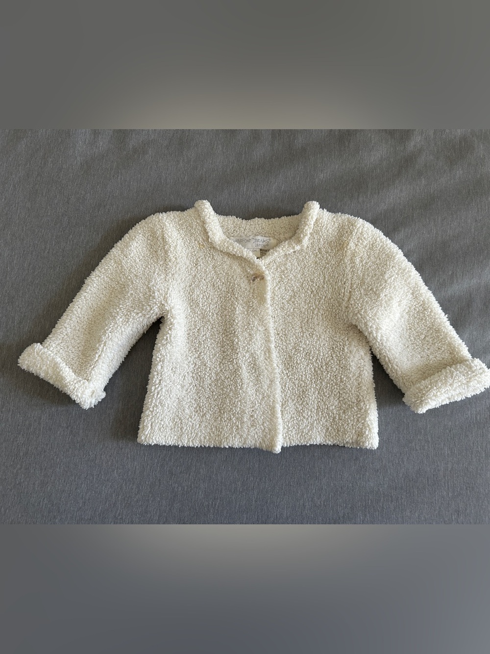 Barefoot Dreams Cozychic Cream Knit Baby Cardigan 0-6M boho quiet luxury